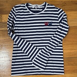 Comme des Garcons PLAY Striped Navy and White Shirt